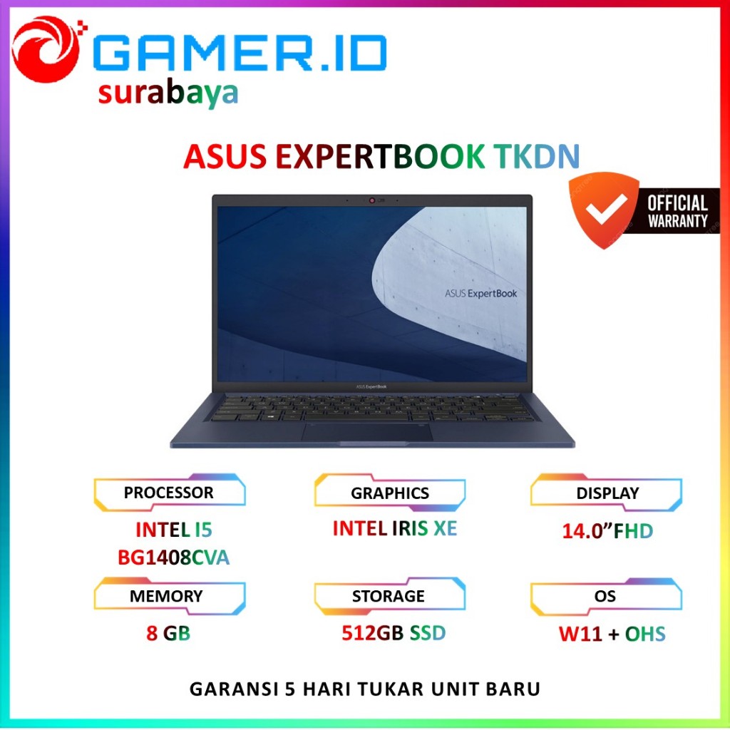 ASUS EXPERTBOOK TKDN BG1408CVA I5 1335 8GB 512GB 14.0FHD
