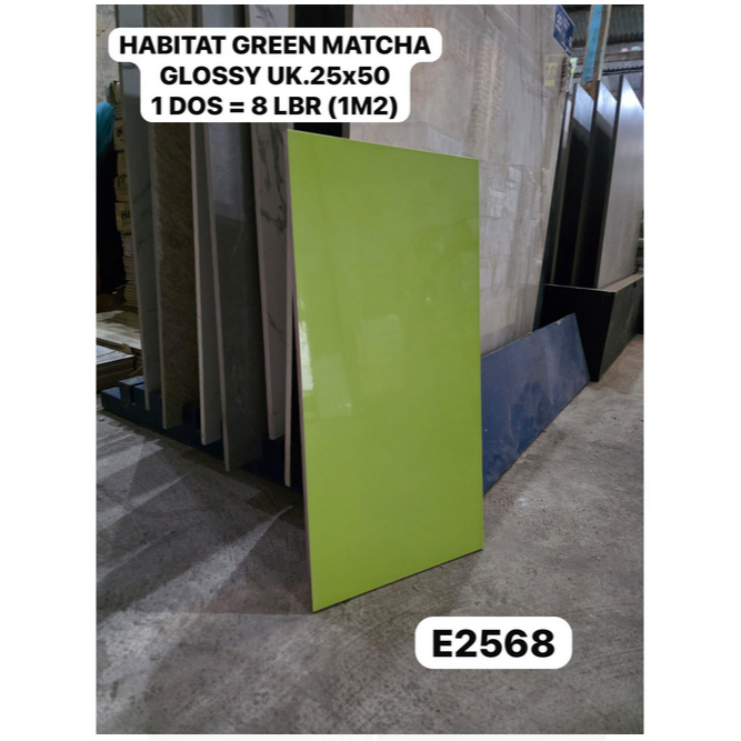 GREEN MATCHA HIJAU POLOS GLOSSY UK.25X50 HABITAT MILAN KERAMIK LANTAI DINDING