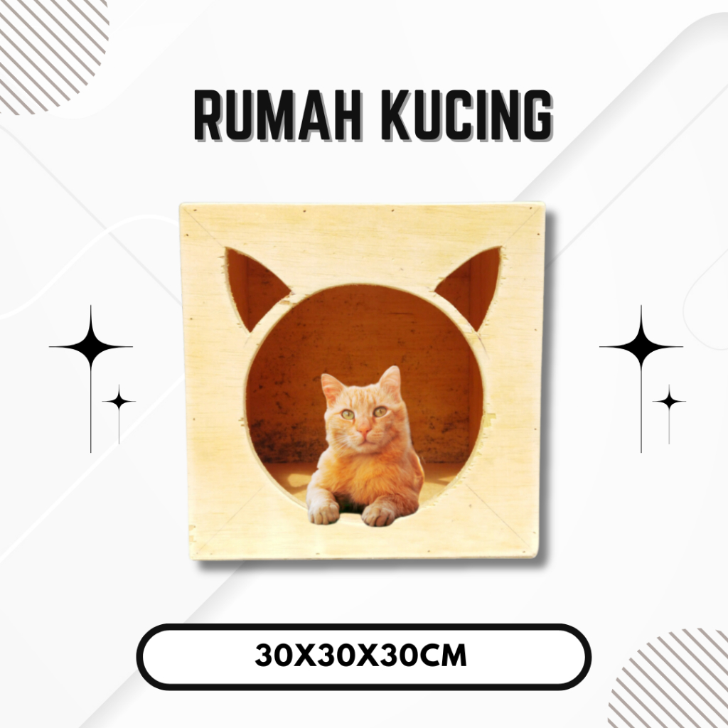 Kandang Kucing - Rumah Kucing Kayu Sangkar Hewan Outdoor Indoor perlengkapan kucing imut