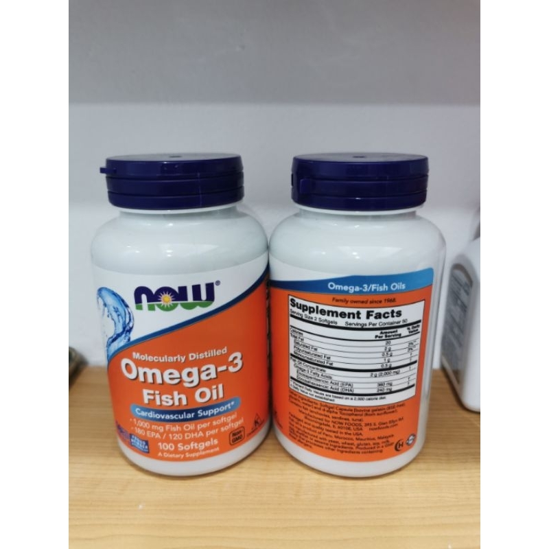 NOW FOODS OMEGA 3 FISH OIL 1000mg/ OMEGA 3/FISH OIL / MINYAK IKAM / VITAMIN OMEGA 3 / SUPPLEMEN OMEG