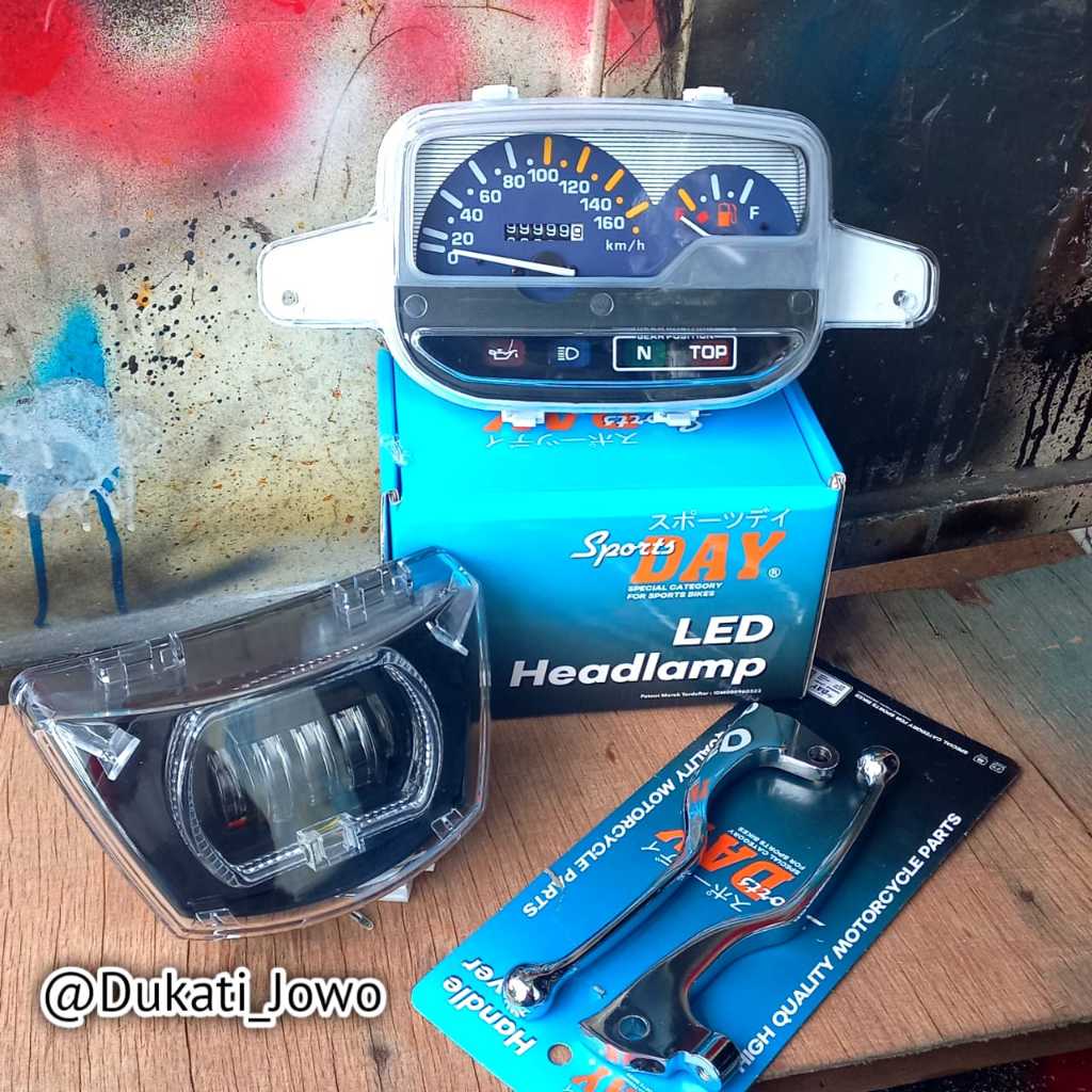 PAKET FIZR LAMPU DEPAN LED FIZR SPIDO SPEEDOMETER FIZR SET LAMPU LED HANDLE FIZR SPORTSDAY