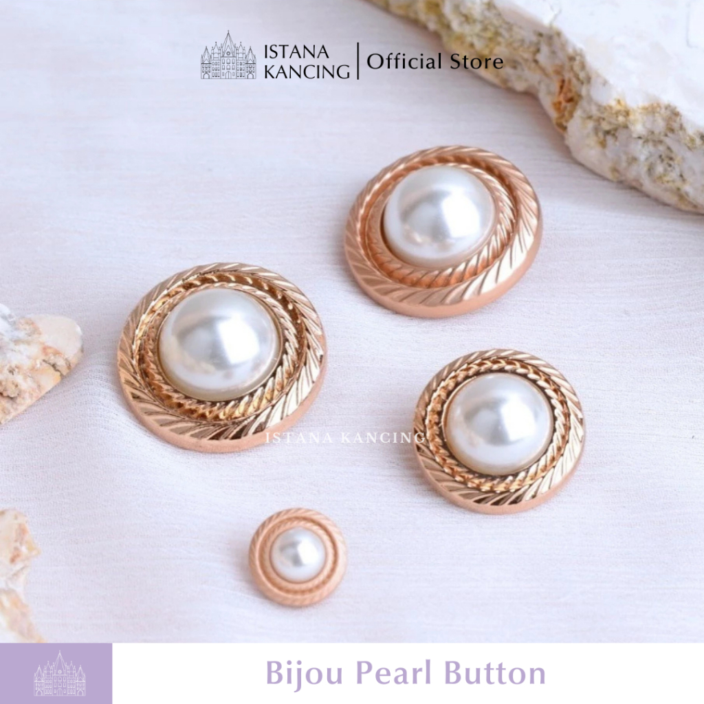 Kancing Baju Blazer Mewah Mutiara Pearl Gold Gloss Matte Bijou Pearl | Istana Kancing