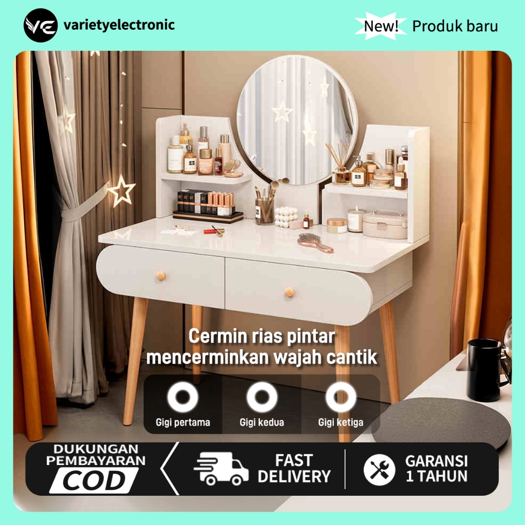 Meja Rias Minimalis/Meja Rias Led/Meja Rias Lampu/Meja Rias Aesthetic/Meja Rias Sliding/Meja Rias Pu