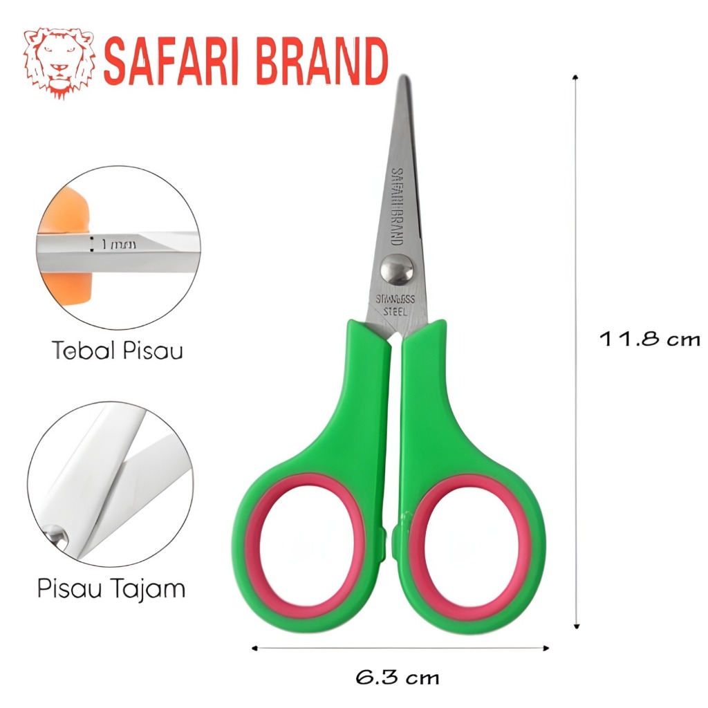 

(SF-SSS-ECER) Gunting kecil Warna Warni Gunting kertas Stainless Steel Safari Brand