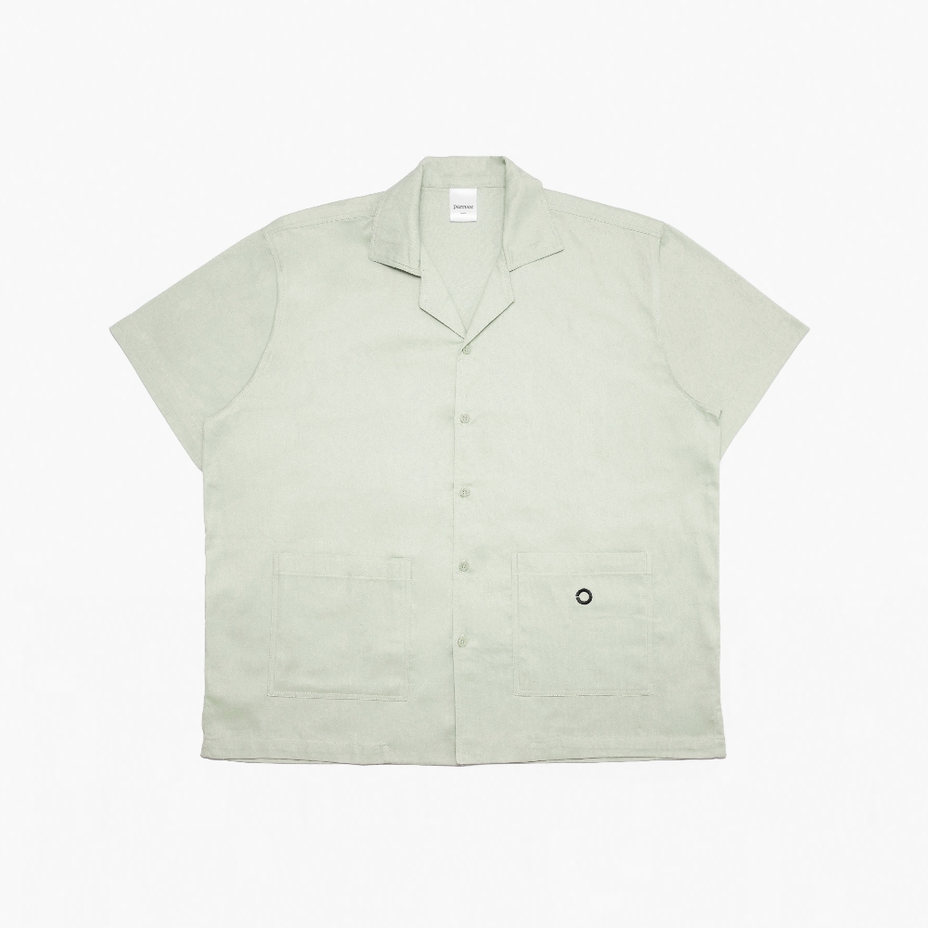 parrece sage green open collar shirt
