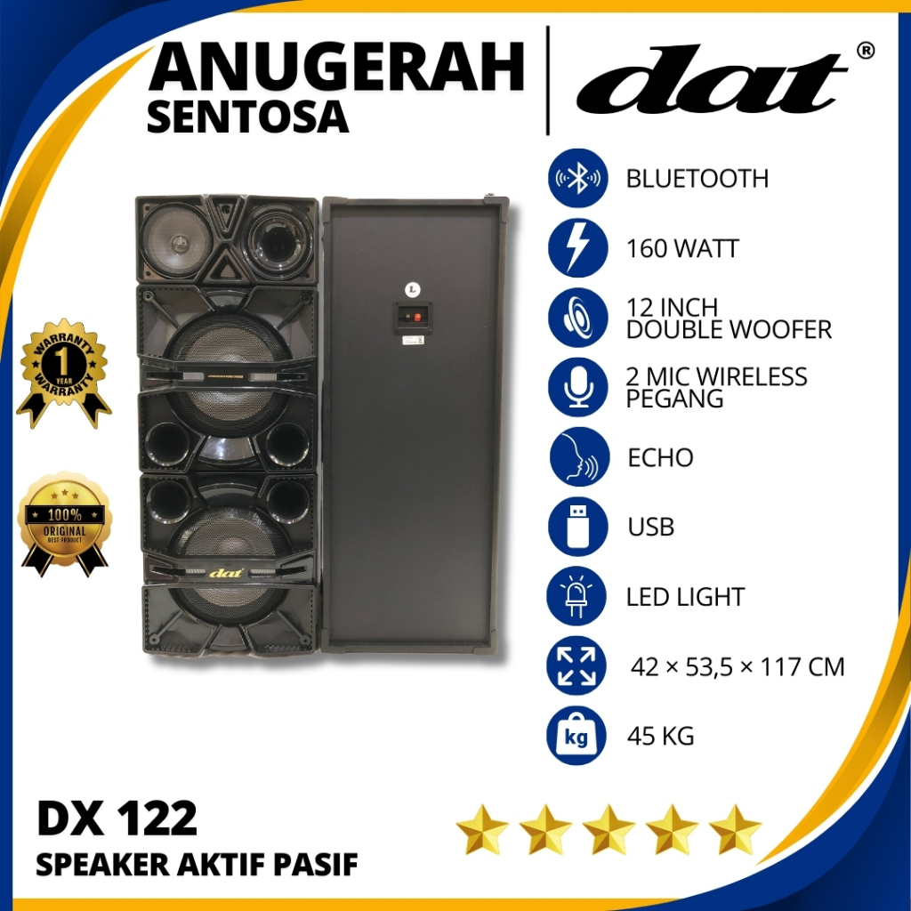Speaker Aktif Pasif Dat DX 122 Ukuran Double 12 Inch Original