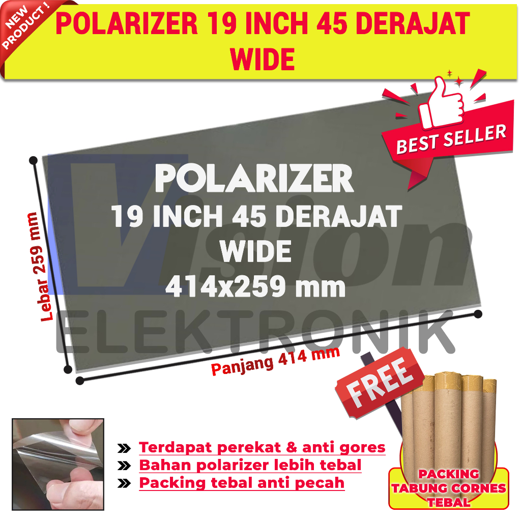POLARIZER LCD 19 INCH 45 DERAJAT WIDE 414*259 MM