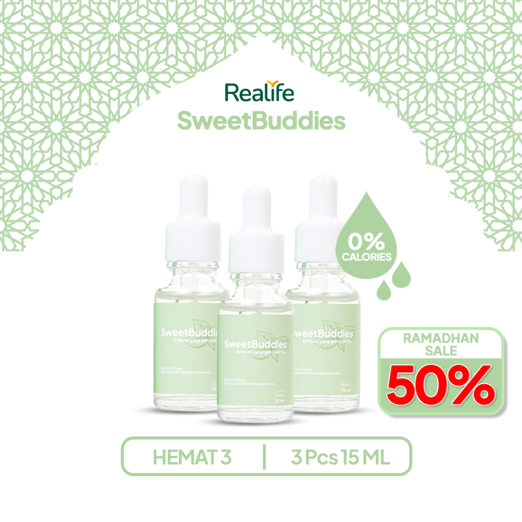 

Paket Hemat 3 Stevia Liquid Zero Calorie Pemanis Cair Sweetener Herbal Alami Realife 15ml