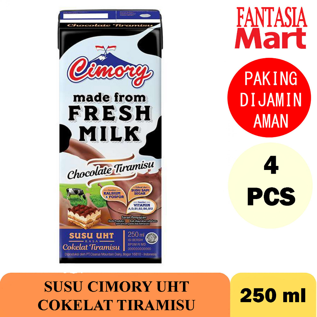 

CIMORY SUSU UHT 250 ML TIRAMISU PACK ISI 4 PCS FANTASIA DENGAN PAKING AMAN