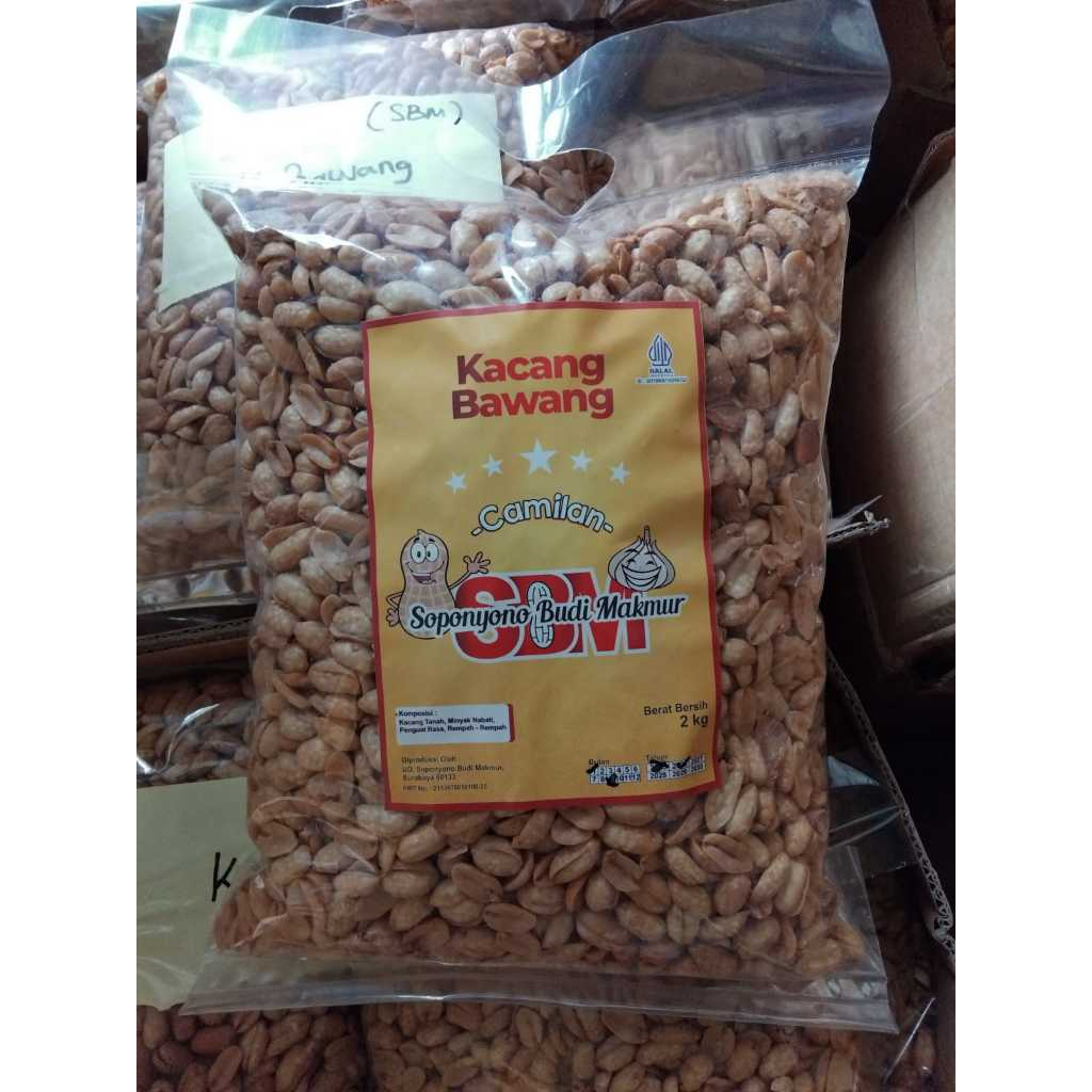 

KACANG BAWANG 2 KG / Cemilan SBM Soponyono Budi Makmur Kacang goreng Kemasan 2 KG
