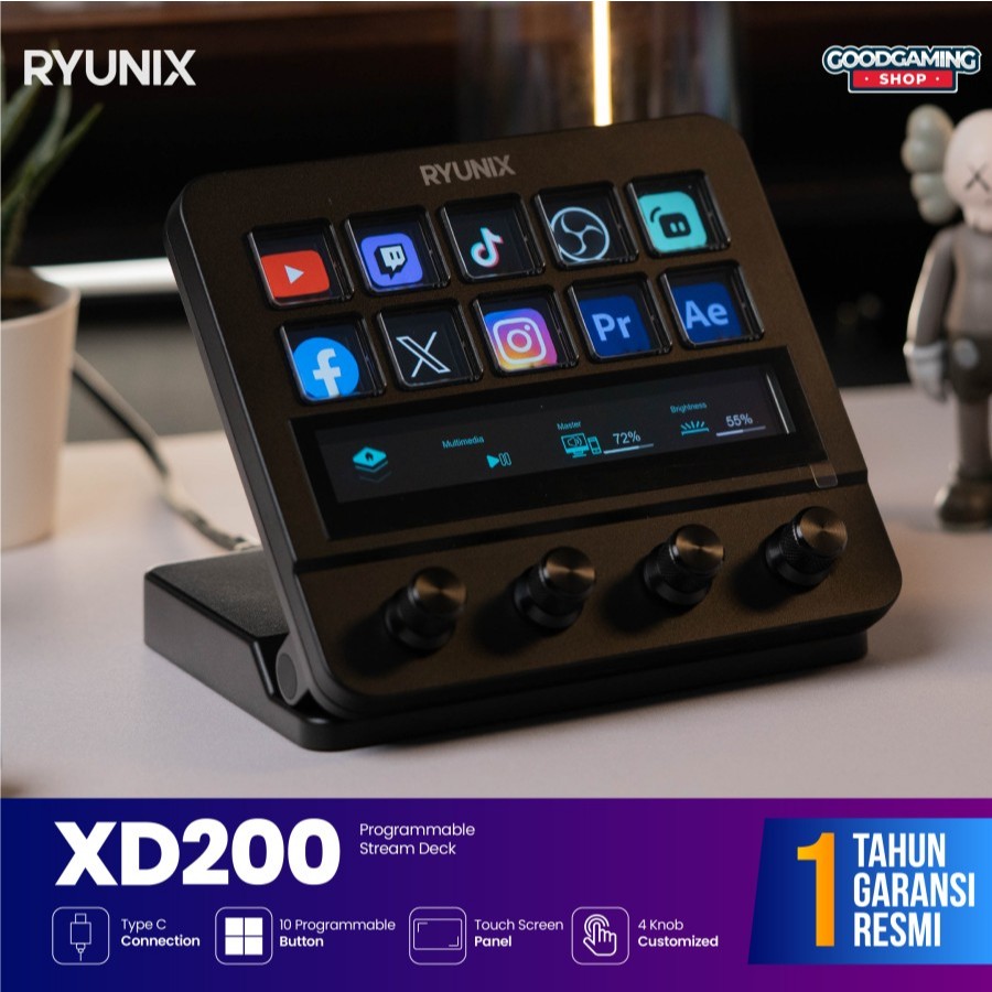 Sades Ryunix XD200 / XD-200 Stream Deck Control Pad Programmable Button Wired Detachable - Stream De