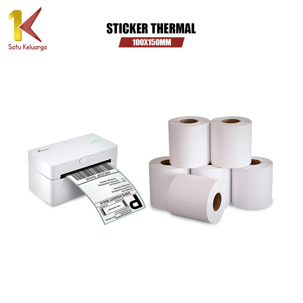 Satu Keluarga Label Sticker Thermal 100x150 MM Isi 500 LEMBAR A72 Kertas Thermal Kertas Printer / Ke