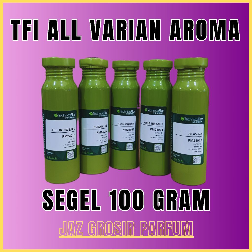 (SEGEL 100) Bibit Parfum Murni By TFI All Varian Aroma.Kemasan Segel 100 Gram.Bibit Parfum Murni Seg
