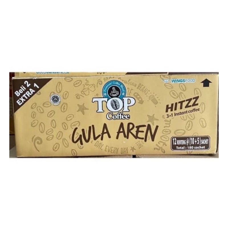 

1 KARTON TOP COFFEE GULA AREN 22GRAM (180 SACHET)