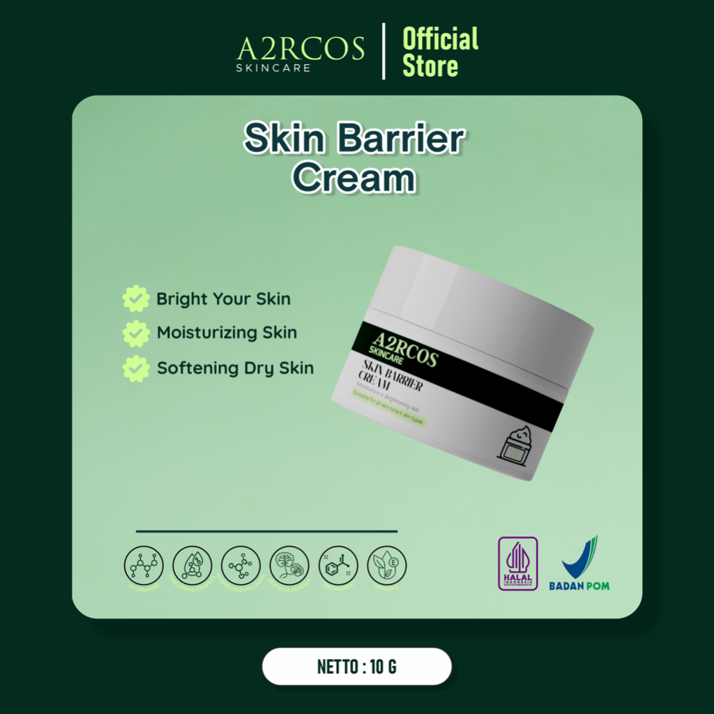 A2RCOS Skin Barrier Cream - Krim Pelembap Ringan, Perbaiki Skin Barrier dan Mencerahkan