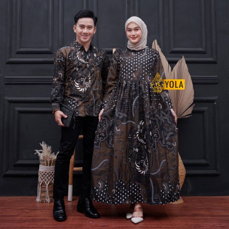 Couple Batik Suami Istri - Seragam Batik Keluarga - Kemeja dan Gamis Batik