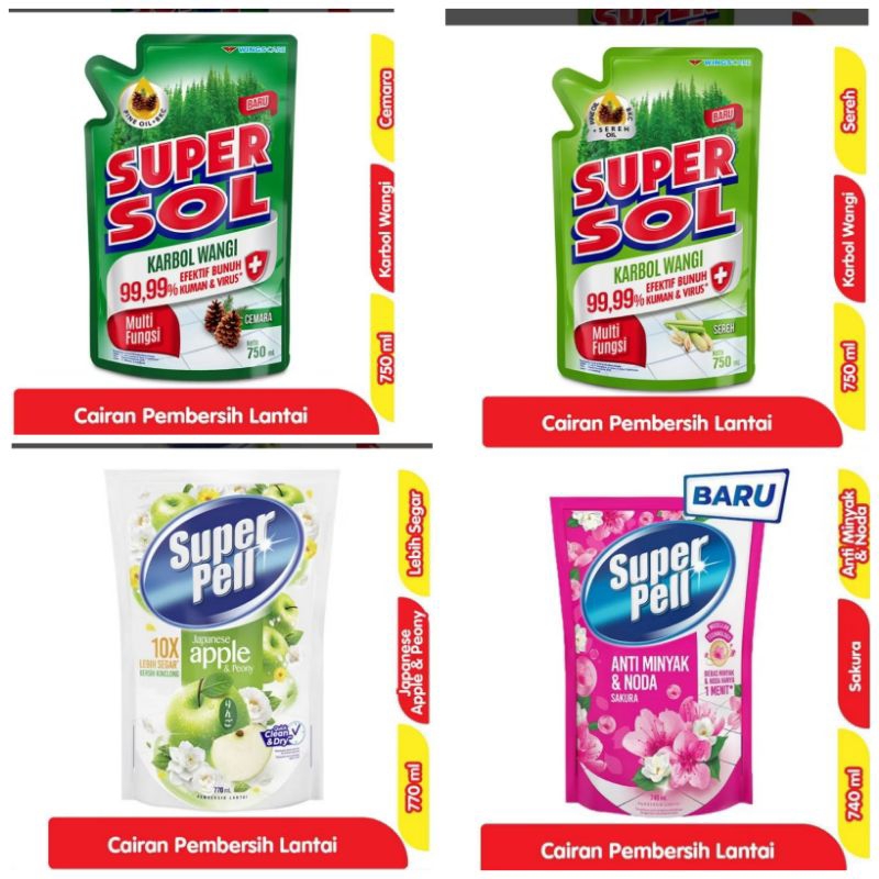 pembersih lantai supersol karbol lantai 800ml Super Pell pembersih Lantai