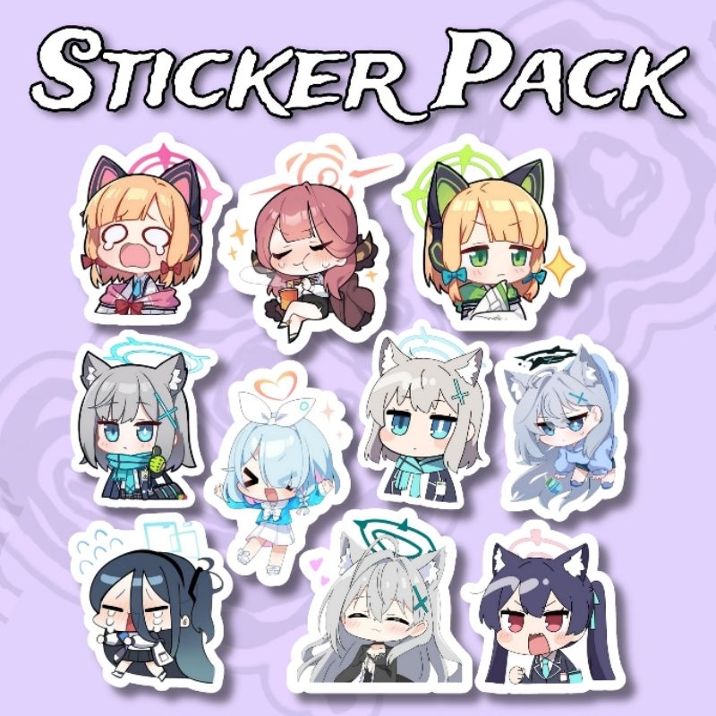 

Sticker Anime Blue Archive Chibi Cute Pack isi 10 pcs vinyl waterproof