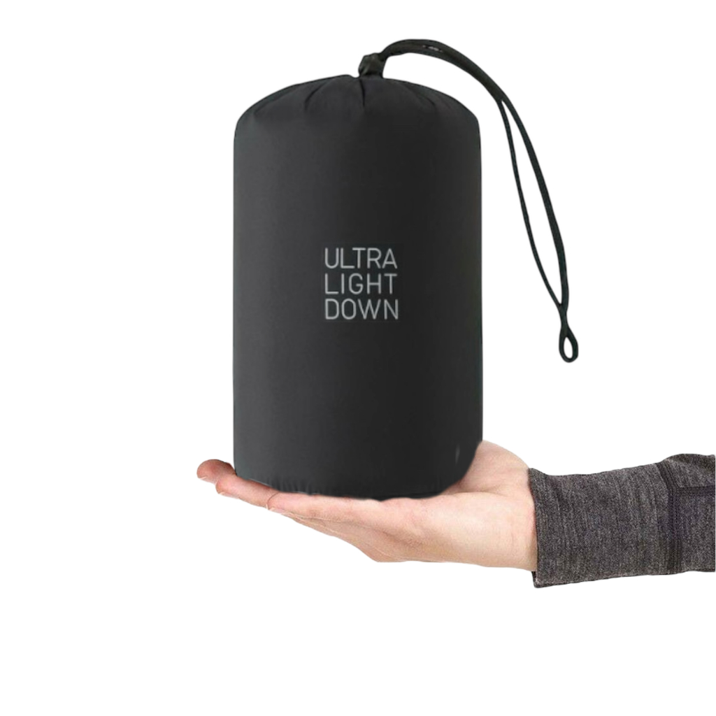 KANTONG PORTABEL JAKET ULTRA LIGHT DOWN BULU ANGSA | TAS TRAVEL WARNA HITAM