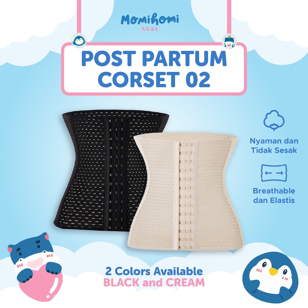 MOMI HOMI 02 GARANSI TUKAR SIZE Breathable Corset Pinggang / Korset Pelangsing Perut Wanita Stagen P