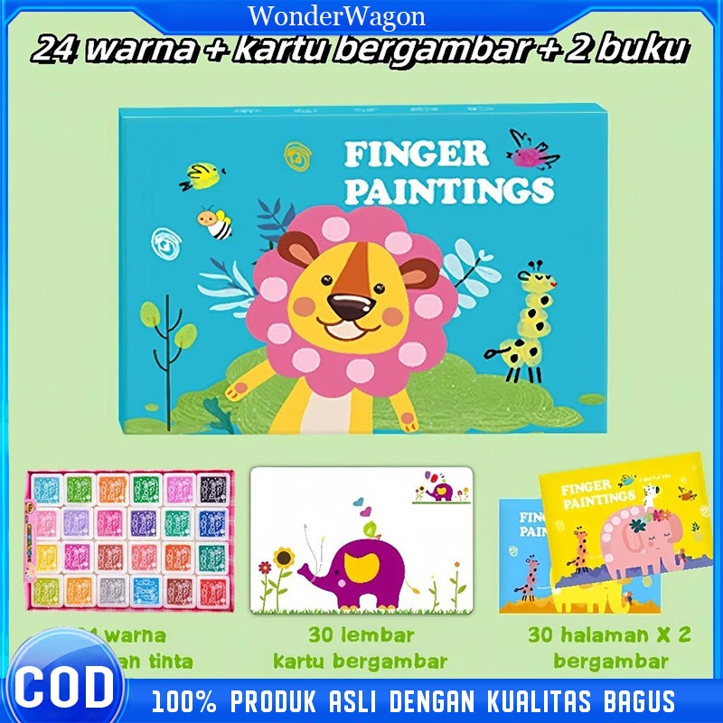 Gusfams - WonderWagon Finger Paintings - Kartu & Buku Finger Painting Anak Shopee