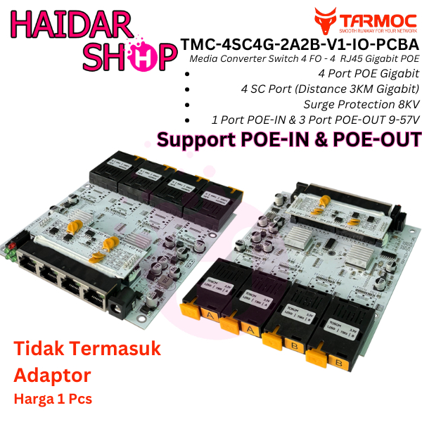 Tarmoc TMC-4SC4G-2A2B-V1-IO-PCBA | Media Converter 4 FO 4 LAN / 4FO 4LAN 4SC 4LAN 4 SC 4 LAN Gigabit