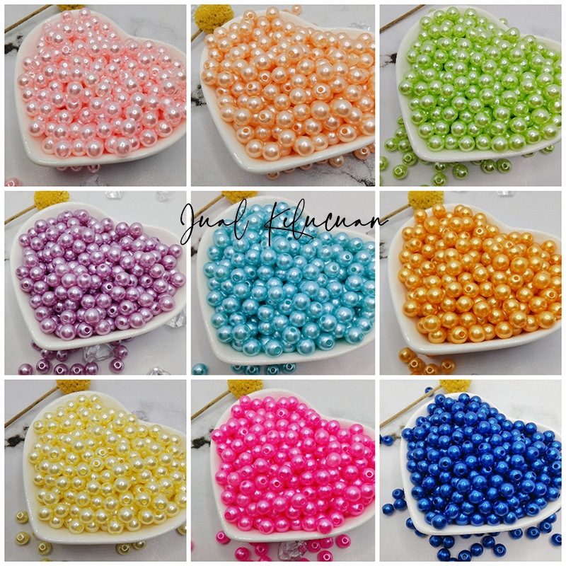 ✧*｡٩(COD)و✧*｡Mutiara Sintetis/Berwarna Mutiara Berat/Mutiara/Mutiara Manik Manik Ukuran 6-8mm/Per 10