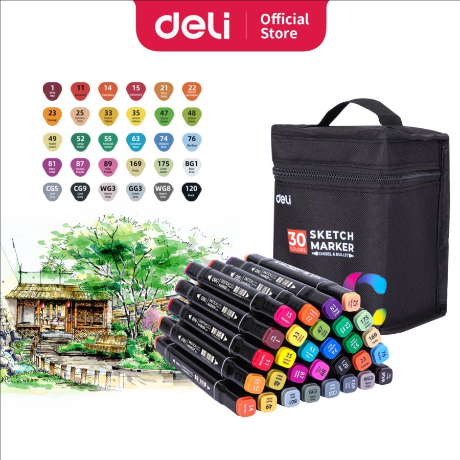 

Deli Sketch Markers 30 Warna Dengan Tas (70806-30)
