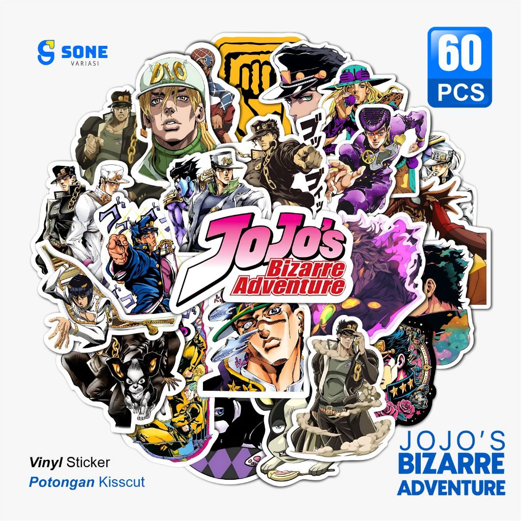 

Stiker JOJO'S BIZARRE Adventure Lucu / Sticker ANIME Dekorasi Laptop Aesthetic Paper Vinyl Premium