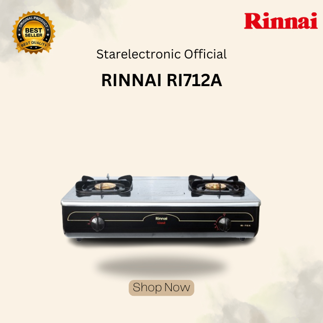 KOMPOR GAS RINNAI  RI 712A KOMPOR GAS 2 TUNGKU/RI712A/RI712 A/RI 712A/RI 712A/ORIGINAL/GARANSI RESMI