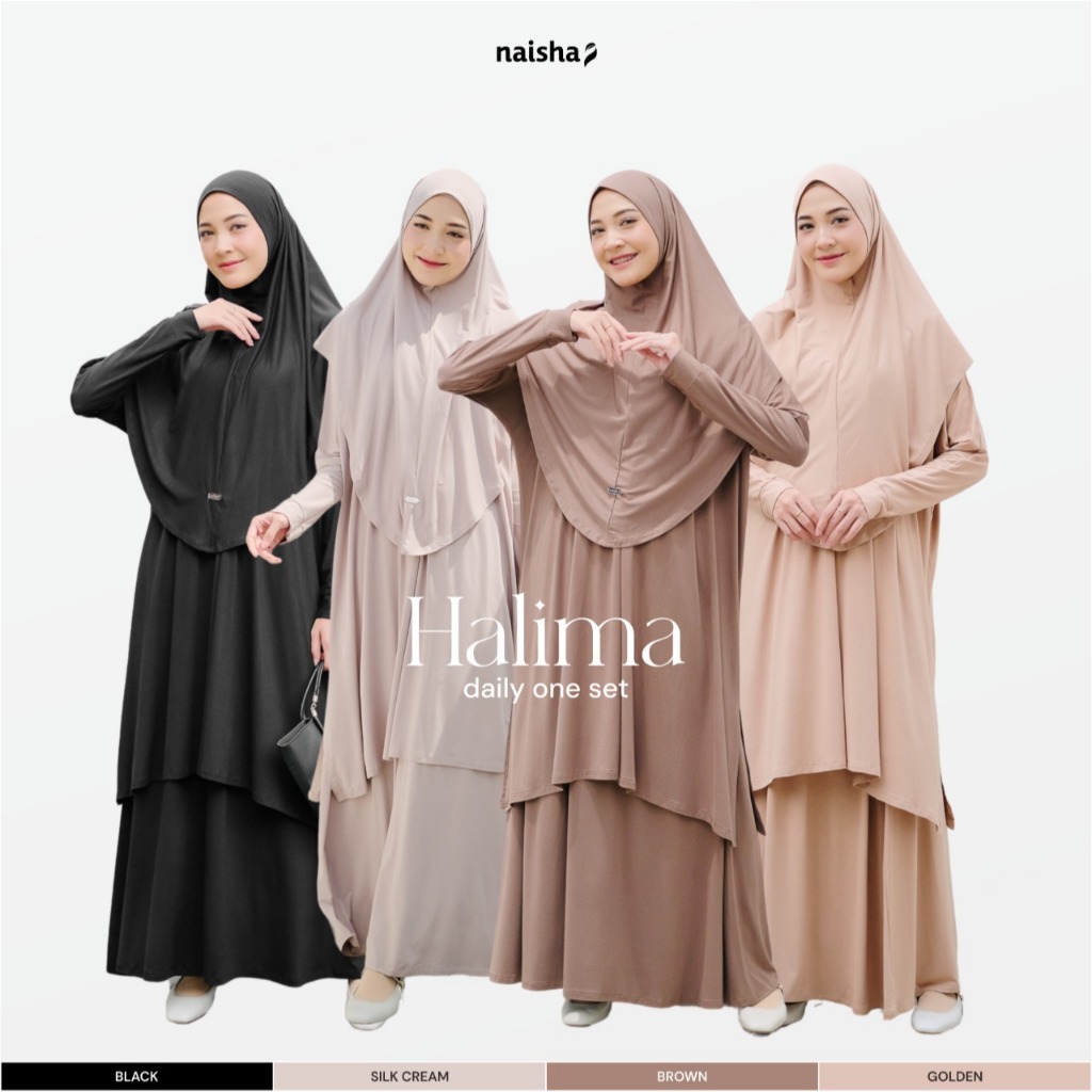 Halima One Set || One Set Syari || Gamis Kajian || Gamis Batwing || One Set Simple dan Kekinian