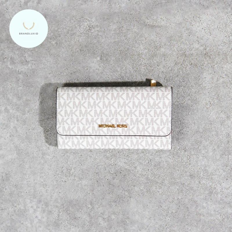 Michael Kors MK Monogram Trifold Long Wallet in White