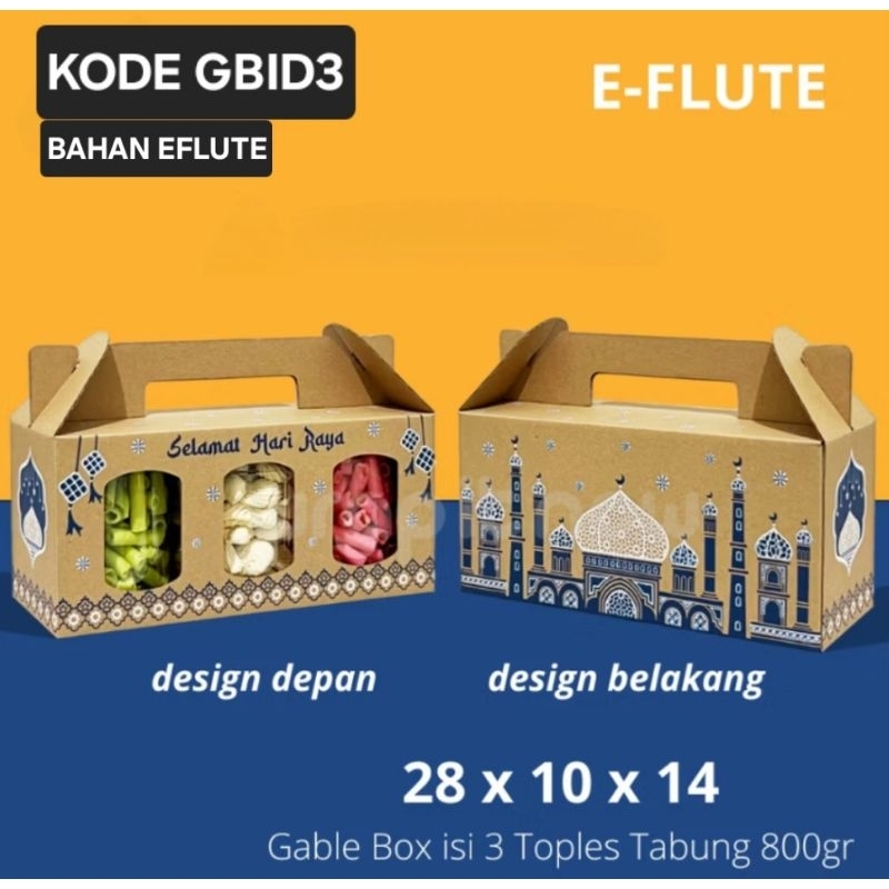 

GBID3 Box Lebaran Hampers Idul Fitri Box kue kering lebaran Bix Hampers muat 2 toples tabung