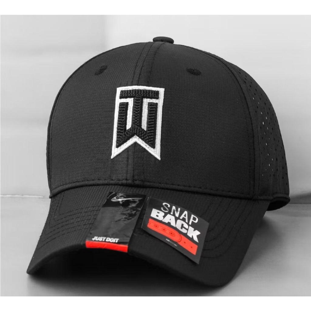 Topi Baseball Caps Logo Bordir Tiger Woods Fitted Hat Original Black Caps / Topi Tiger Woods / Topi 