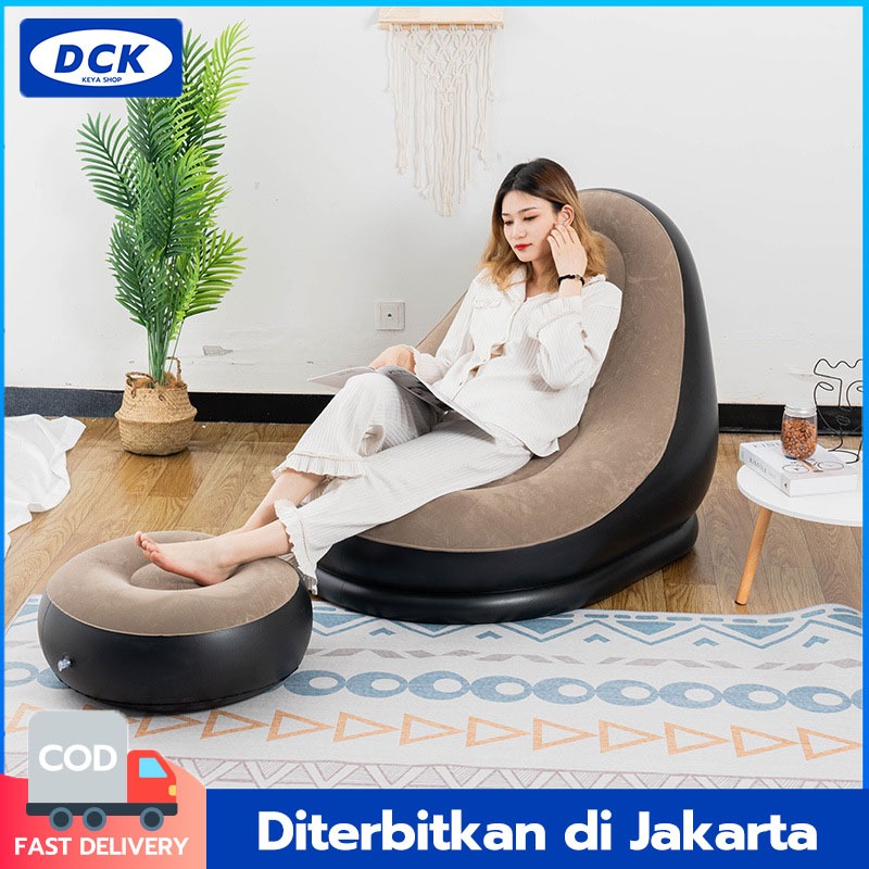 Sofa angin jumbo Sofa Santai Angin Portable Sofa Tiup Dengan Sandaran kasur Angin free pompa Bed Ang