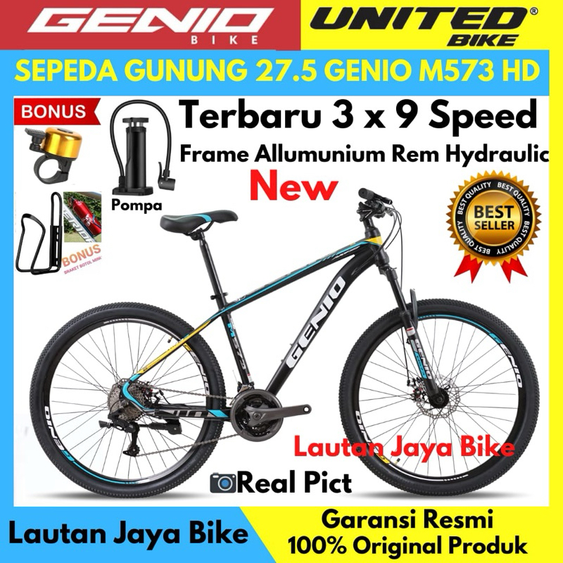 SEPEDA GUNUNG 27.5 MTB GENIO M573 Rem hydraulic Frame Allumunium Terbaru