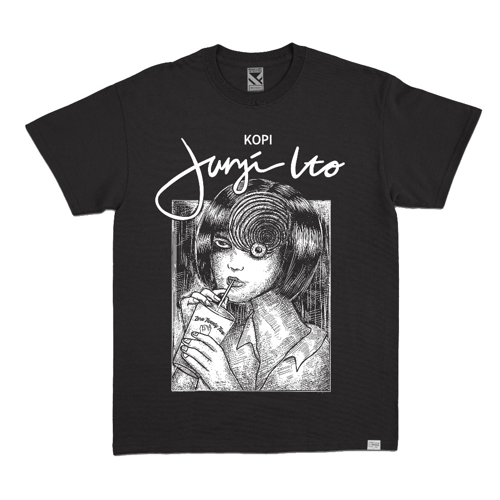 ZeroTwentyTwo Kaos Kopi Junji Ito Hitam | T-Shirt Kopi Junji Ito Pria Wanita Black