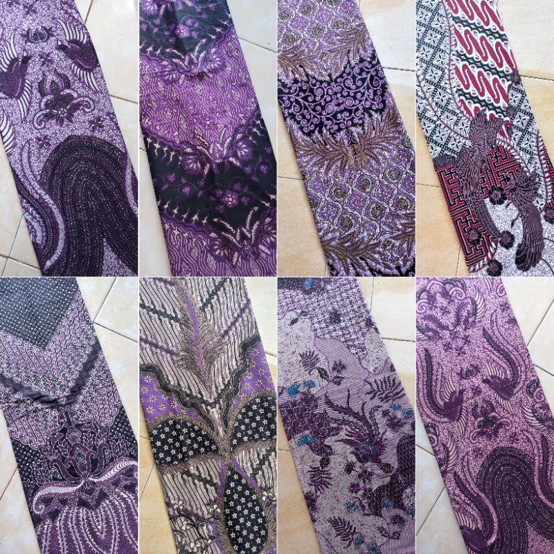 KAIN BATIK PRINT UNGU LILAC LENGKAP KATUN HALUS HIGH QUALITY
