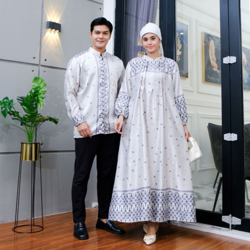 Baju Couple pasangan Lebaran Gamis kekinian sek Koko Lengan panjang Muslim Terbaru Ori