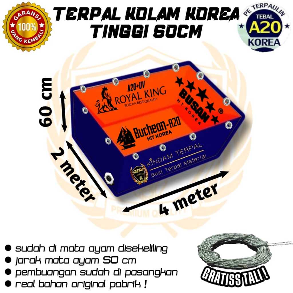 TERPAL KOLAM KOREA 4x2x60 A20 BERGARANSI MURAH | KOLAM TERPAL IKAN LELE, NILA, GURAME