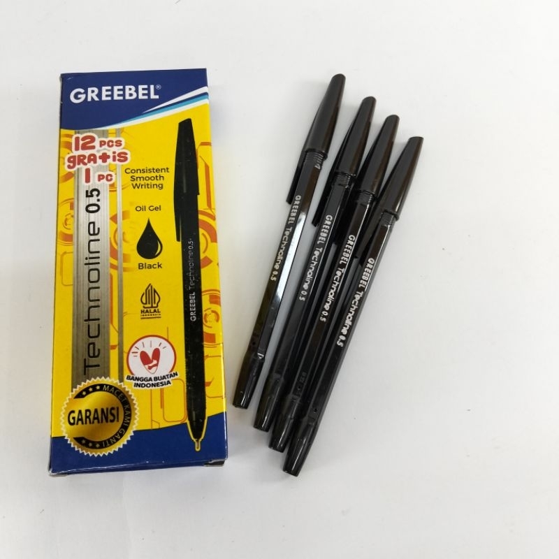 

GREEBEL Pulpen Bolpen / Technoline 0.5 Hitam (13PCS/BOX) / Ballpoint Ballpen Bolpen Bolpoin Pena