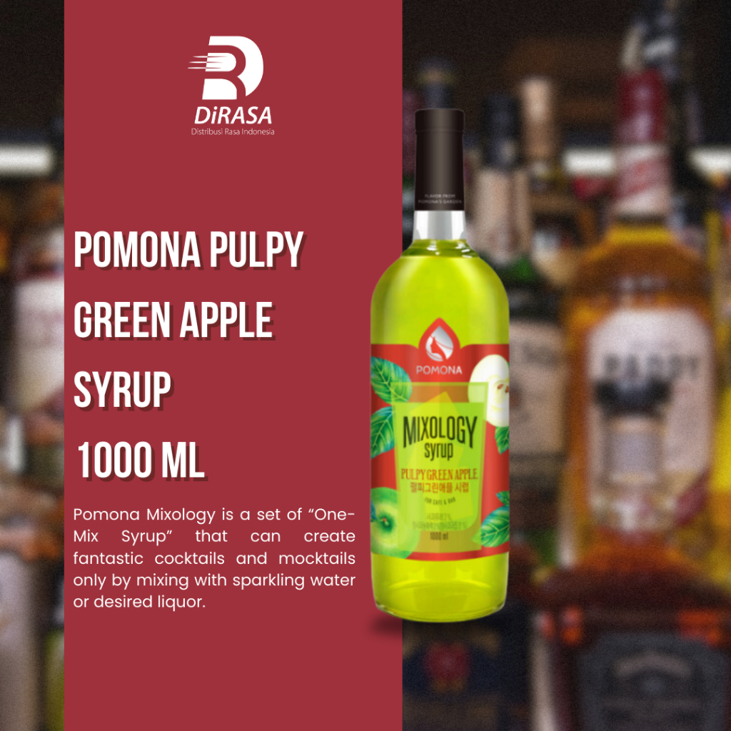 

DiRASA - POMONA Pulpy Green Apple Syrup 1000 ML Untuk Bisnis HORECA/Barista/Bartender/Mixologist