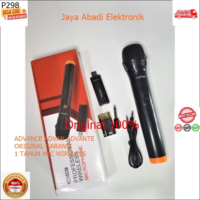 P298 ADVANCE ADVAN ADVANTE ORIGINAL GARANSI 1 TAHUN MIC WIRELESS SINGLE MIK WIRELESS SINGLE MIX HAND