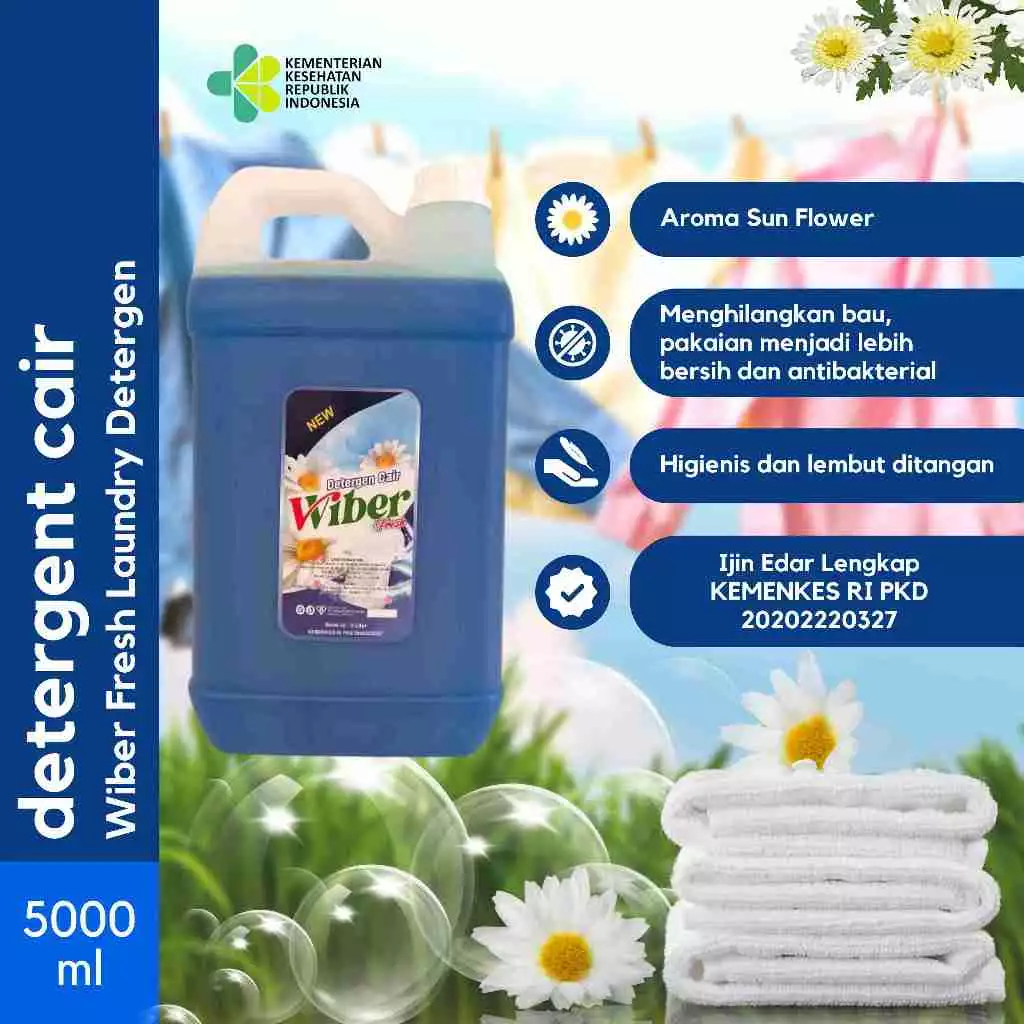 SABUN PEMBERSIH CUCI PIRING , CUCI BAJU , PEWANGI BAJU KEMASAN EKONOMIS 5L WIBER FRESH-KHUSUS KARGO