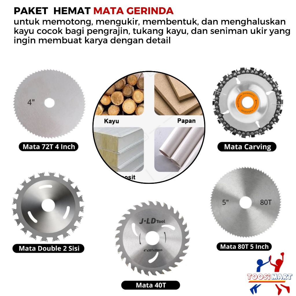 Mata Gerinda Potong Kayu Circular Saw Blade 4" Mata Gerinda Gergaji Kayu Gerinda Kayu Pisau Gergaji
