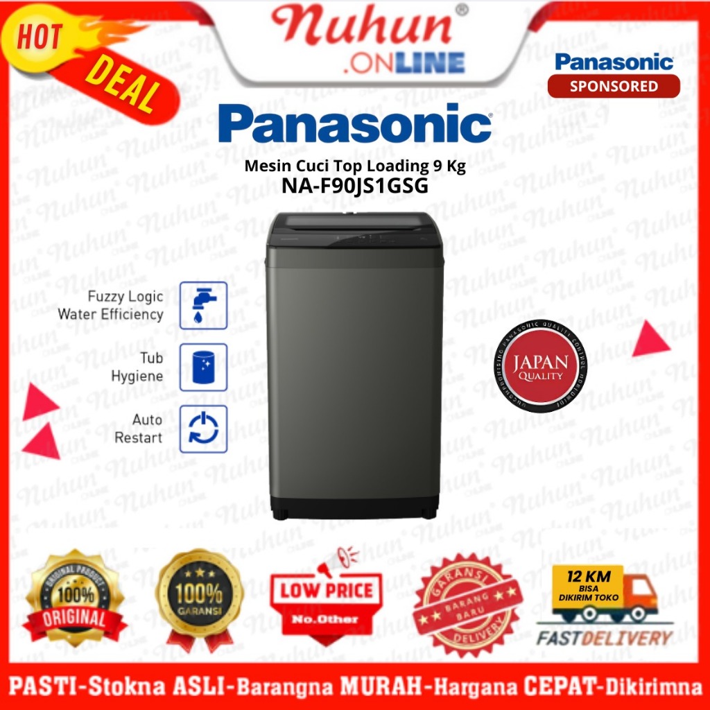 Mesin Cuci Panasonic Top Loading 9kg NA-F90JS1GSG