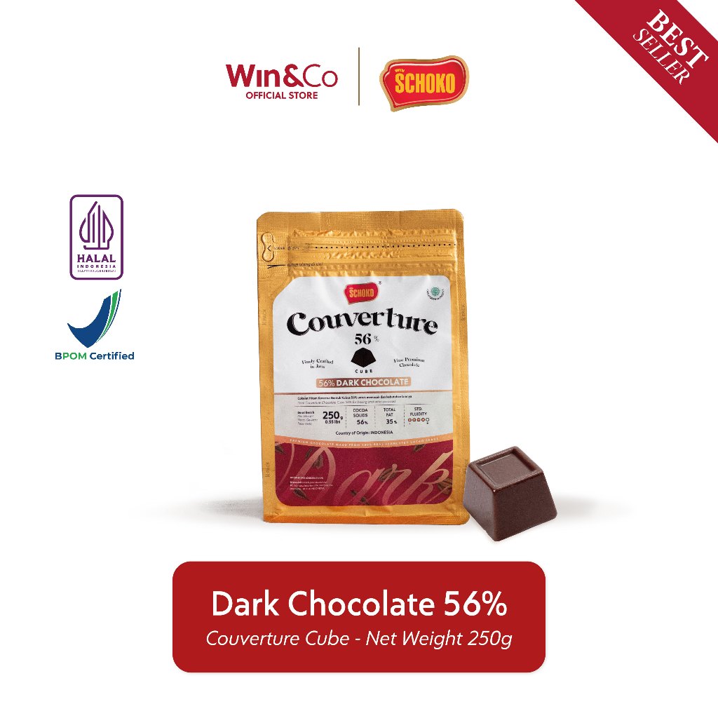 

SCHOKO Dark 56% Couverture Cube / Cokelat Kovertur Bentuk Dadu - 250g
