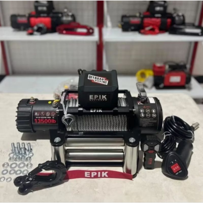 WINCH EPIK 13500 LBS 6,5 TON 12 DAN 24 VOLT TALI DEREK MOBIL OFFROAD WINCH TOWING