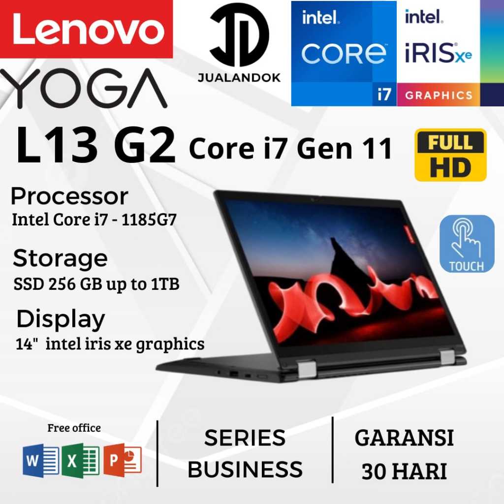 Laptop 2in1 Lenovo ThinkPad L13 Yoga G2 Core i7 Gen 11 - RAM 16GB - SSD 1TB - 13 inch - TouchScreen