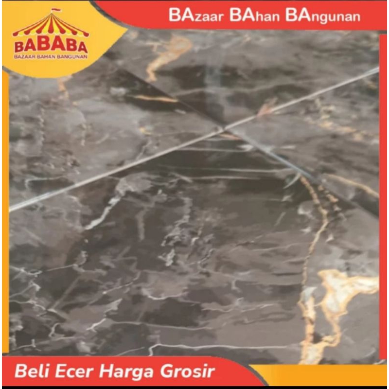 KERAMIK LANTAI MOTIF MARBLE GLOSSY 50X50 MCC JAGUAR HITAM